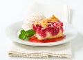 Berry fruit crumble slice with ice cream Royalty Free Stock Photo