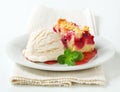 Berry fruit crumble slice with ice cream Royalty Free Stock Photo