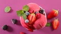 Berry fruit ice cream with raspberry, strawberry and blueberry Royalty Free Stock Photo