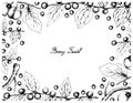 Hand Drawn Frame of Jackal Jujube and Acerola Cherries Royalty Free Stock Photo