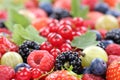 Berry fruits berries collection strawberries, blueberries raspberries leaves copyspace Royalty Free Stock Photo
