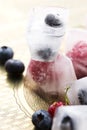 Berry fruits frozen in ice cubes Royalty Free Stock Photo