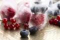 Berry fruits frozen in ice cubes Royalty Free Stock Photo