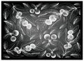 Hand Drawn Ceylon Gooseberries and Bog Bilberries on Chalkboard