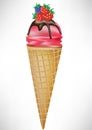 Berry ice cream cone Royalty Free Stock Photo