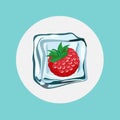 Berry in ice cube flat design
