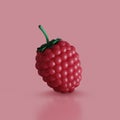 Berry icon. Ripe red raspberry. 3D render
