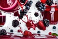 Berry juice splashes, fruit and berry compote splash collection Royalty Free Stock Photo