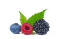 Berry mix isolated on a white background. Raspberry, blueberry, blackberry Royalty Free Stock Photo