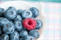 Berry mix: raspberry in a cup of blueberries