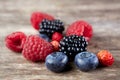 Berry mix on wood Royalty Free Stock Photo