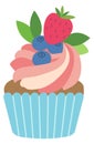 Berry muffin. Cream swirl cupcake color icon