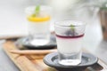 Berry panna cotta and passion fruit panna cotta Royalty Free Stock Photo