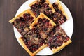 Berry pie with puff pastry cut in square pieces top view Royalty Free Stock Photo