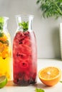 Berry Sangria with Wine, Iced Tea, Cocktail, Punch or Compote in Royalty Free Stock Photo