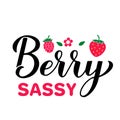 Berry sassy. Funny quote calligraphy lettering. Food pun typography poster. Vector template for greeting card, banner Royalty Free Stock Photo