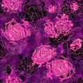 Berry shades stylized bouquet roses seamless pattern