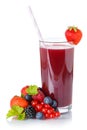 Berry smoothie fresh fruits fruit juice drink berries in a glass isolated on white Royalty Free Stock Photo