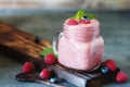 Berry smoothie with fresh raspberry and blueberry Royalty Free Stock Photo