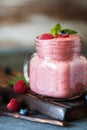 Berry smoothie with fresh raspberry and blueberry Royalty Free Stock Photo