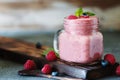 Berry smoothie with fresh raspberry and blueberry Royalty Free Stock Photo