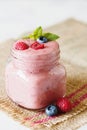 Berry smoothie with fresh raspberry and blueberry Royalty Free Stock Photo