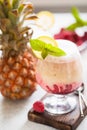 Berry smoothie with fresh raspberry Royalty Free Stock Photo