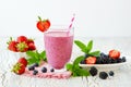 Berry smoothie, healthy summer detox yogurt drink, diet or vegan Royalty Free Stock Photo