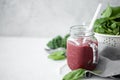 berry smoothie with spinach and chia seeds Royalty Free Stock Photo