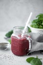 berry smoothie with spinach and chia seeds Royalty Free Stock Photo