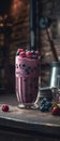 Berry Smoothie On Stone Rustic Pub Mobile Wallpeper Postcard. Generative AI Royalty Free Stock Photo