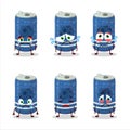 Berry soda can cartoon character with sad expression Royalty Free Stock Photo