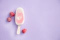 Popsicle with fresh raspberry on a table Royalty Free Stock Photo