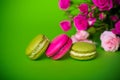 Berry spring color macaroons food background