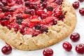 Berry Tart. Dietary rye galeta with summer berries. Pie with strawberry, cherry and blackberry Royalty Free Stock Photo