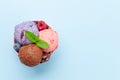 Berry, vanilla and chocolate ice cream sundae Royalty Free Stock Photo