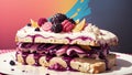 Berrylicious Delight Blackberry Ice Cream Sandwich in Vibrant Illustration.AI Generated