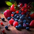 Berrylicious Mix on Wooden Background at Golden Hour