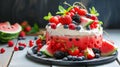 Berrylicious Watermelon Delight: A Vibrant Summer Cake Bursting with Whipped Cream, Berries, and Fru