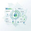 Bersecurity interface featuring a central lock icon surrounded by Royalty Free Stock Photo