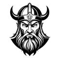 berserk viking warrior head vector logo svg icon black isolated on white Royalty Free Stock Photo