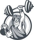 Berserker Lifting Barbell Kettlebell Circle Retro Royalty Free Stock Photo