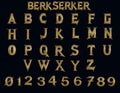 Berserker warrior gold alphabet 3D rendered letters Royalty Free Stock Photo