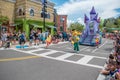 Bert and woman dancers in Sesame Street Party Parade at Seaworld 5