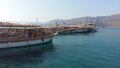 Berth with yachts in the Aegean Sea in Turkey