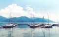 Berth with yachts on beautiful Lake Como Italy