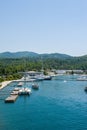 Berth for yachts and ships, parking near the mountains Royalty Free Stock Photo
