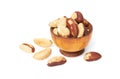 Bertholletia brazil nuts in bowl on a white