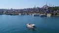 View of the Suleymaniye and Sultanahmet mosques from the Golden Horn Bridge.