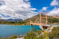 Bertran lake and General Carrera lake bridge and mountains beautiful landscape, Chile, Patagonia, South America Royalty Free Stock Photo